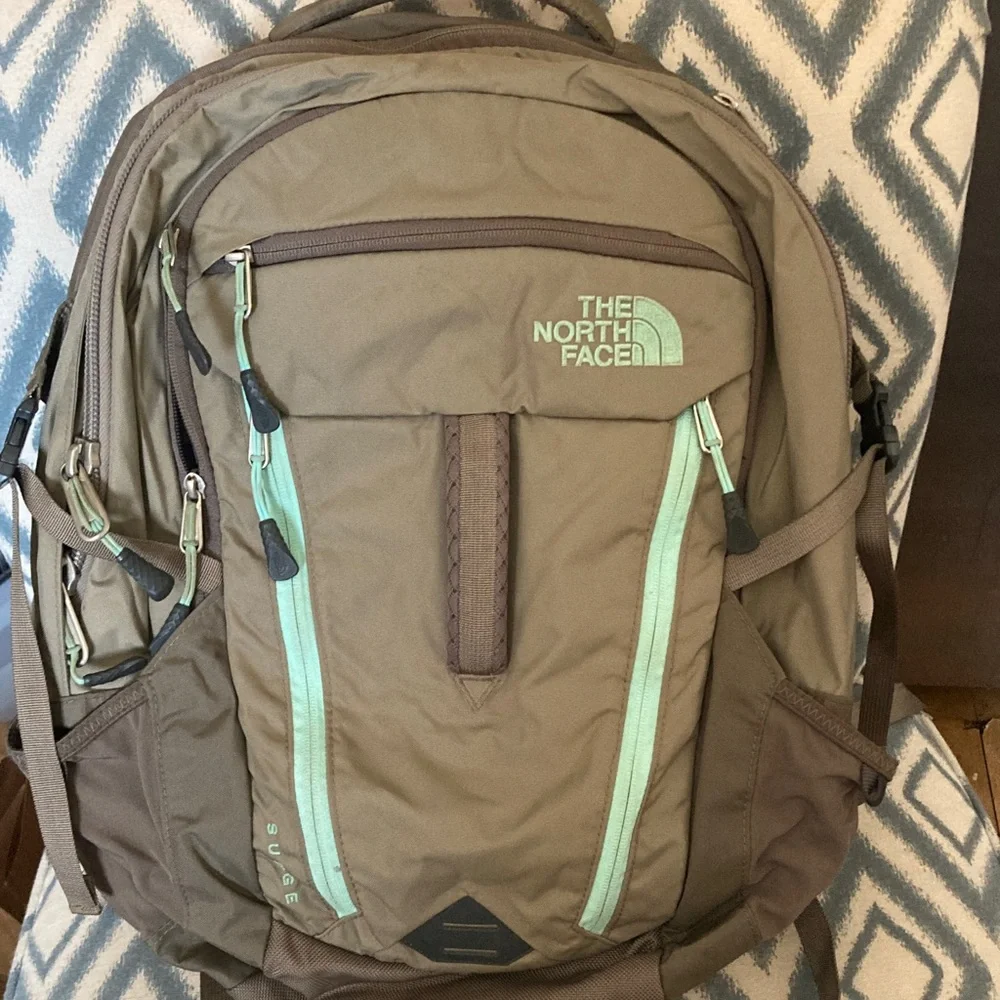 The North Face‎ Tan and Mint Backpack